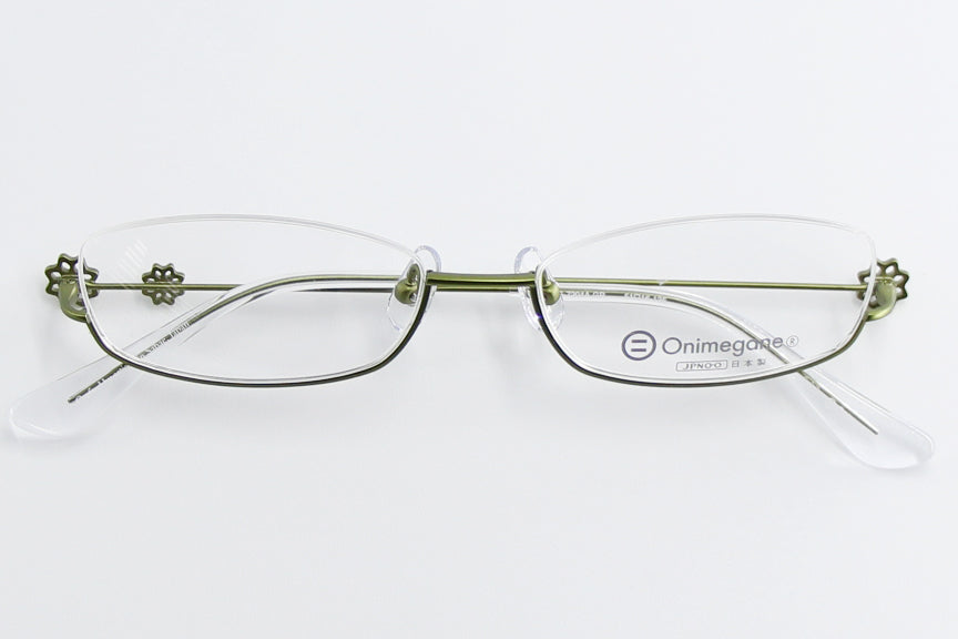 Onimegane®の人気アンダーリム。花飾りありOG-7204GR(グリーン）