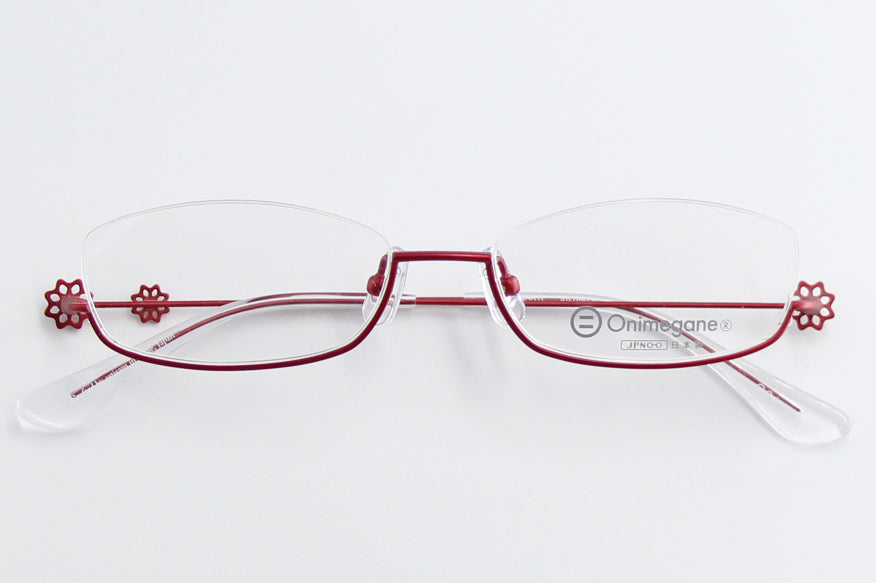 Onimegane®の人気アンダーリム。花飾りありOG-7204R(レッド